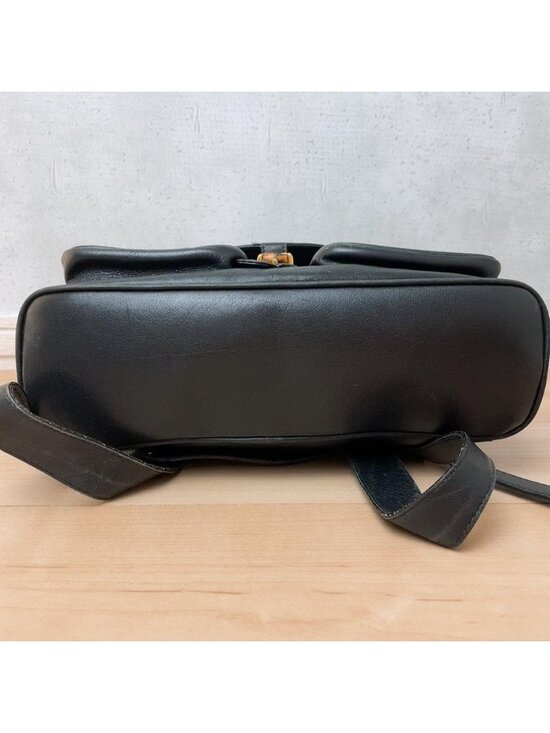 Gucci Vintage Bamboo Backpack Leather Turnlock Black main image 4